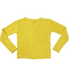 Ralph Lauren Women's Yellow Crocheted sweater buttons on shoulder Size small
